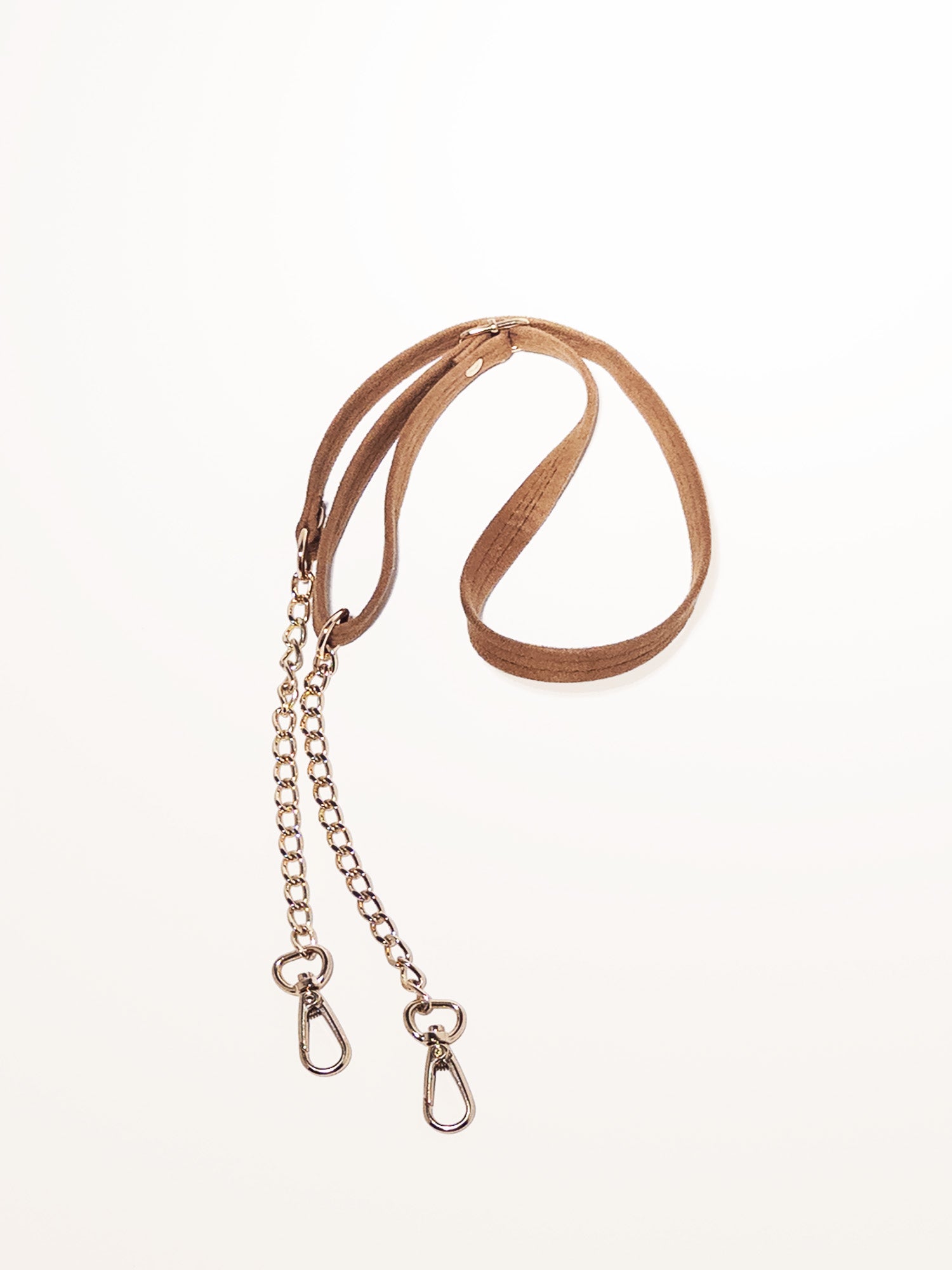 Chain-Accented Adjustable Faux Suede Crossbody Strap