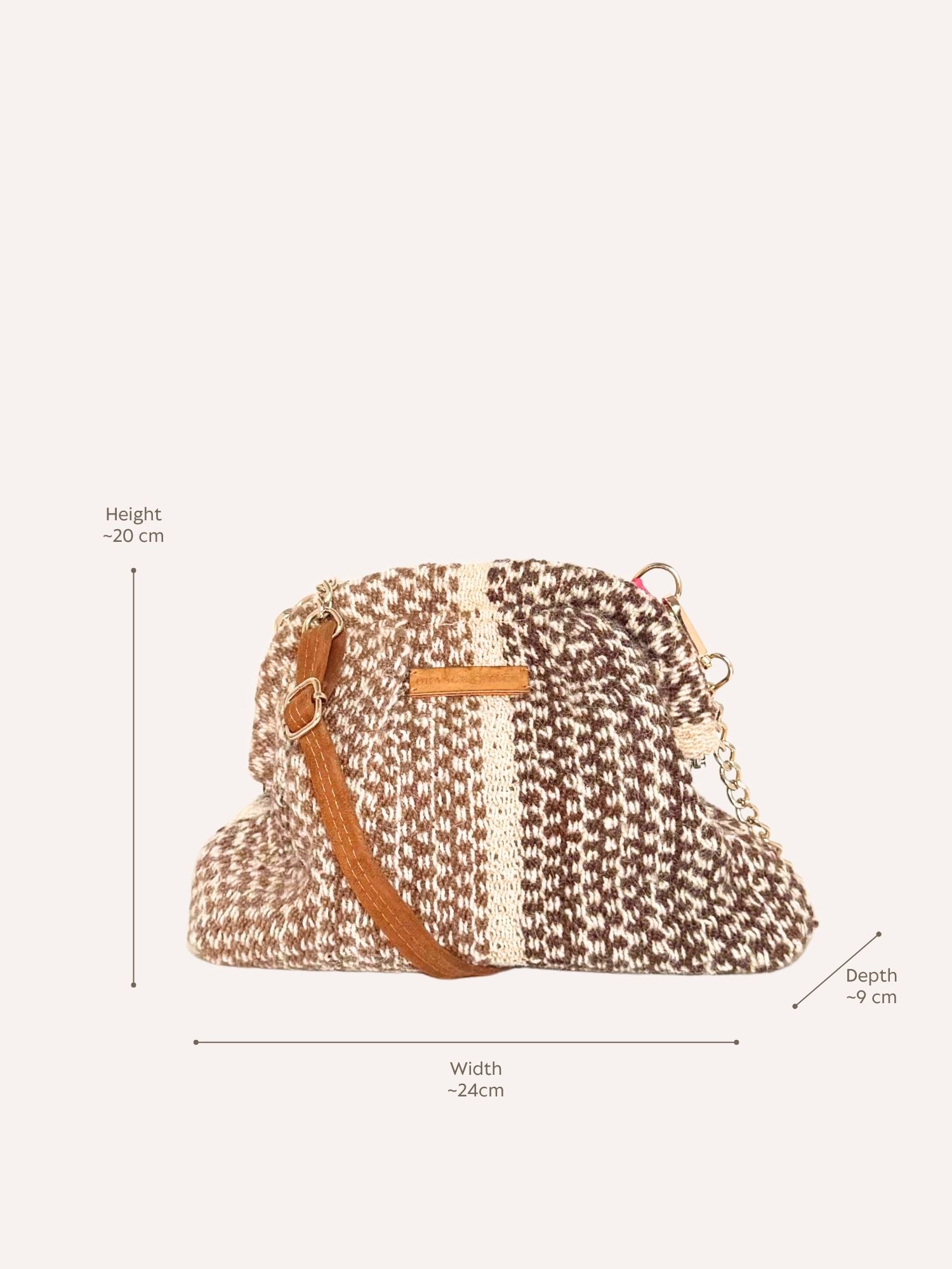 Luna Kiss Lock Frame Clutch - Alpaca in Browns and Ivory