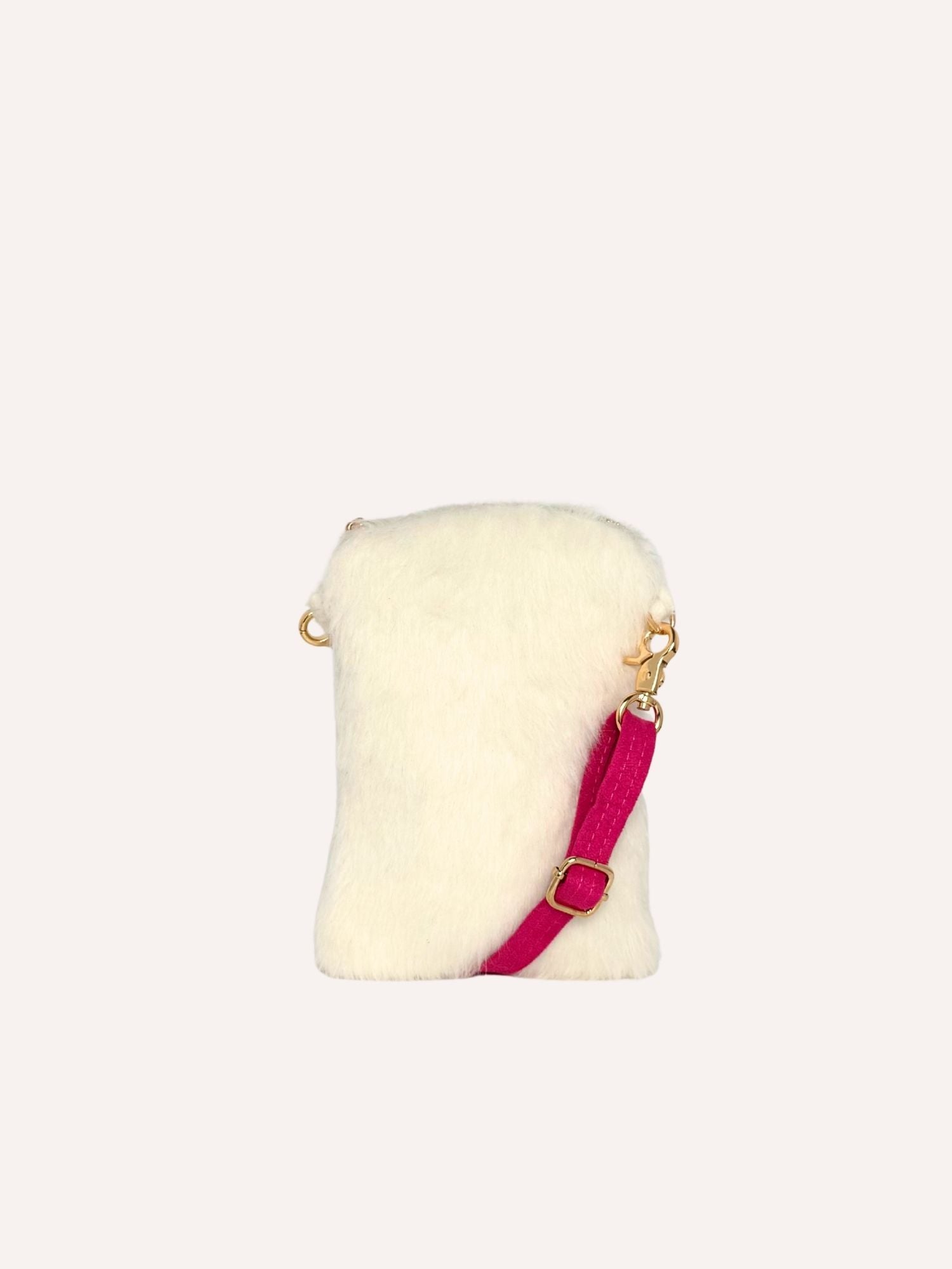 Sample - Alpaca Fur Mobile Phone Mini Crossbody Bag - White