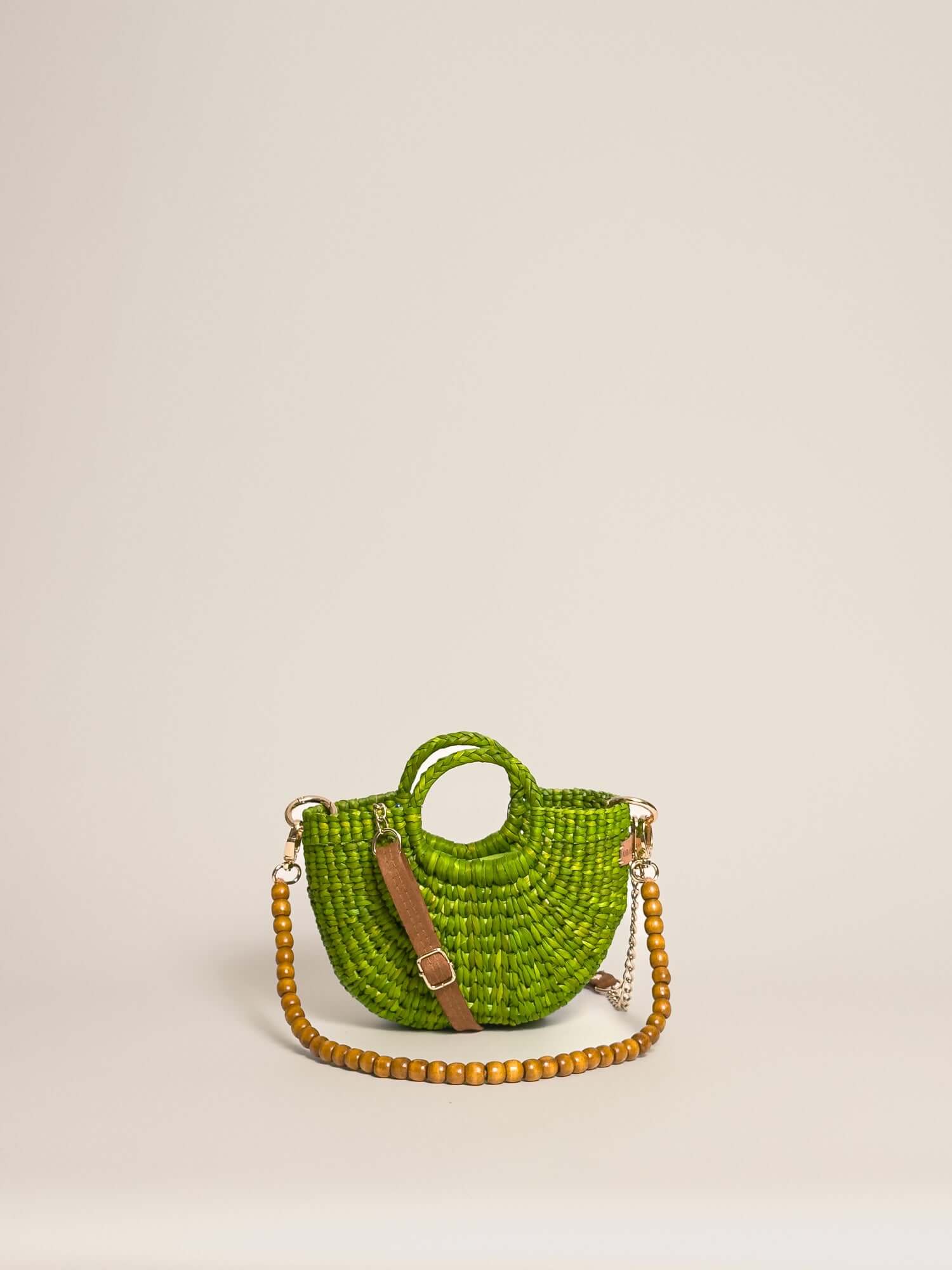Designer straw crossbody bag by Orange Inca - summer mini purse | Lime Green