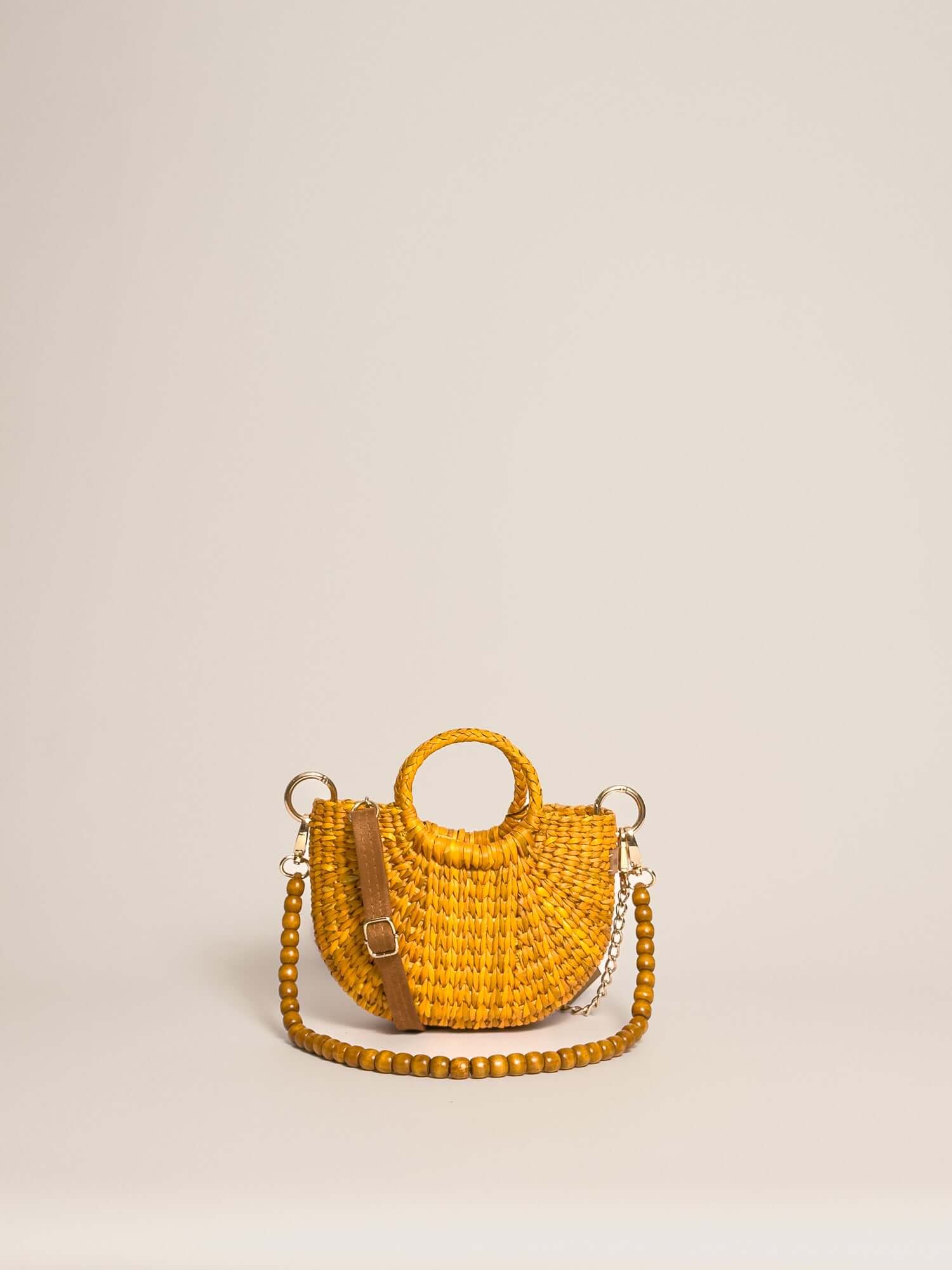 Designer straw crossbody bag by Orange Inca - summer mini purse | Yellow