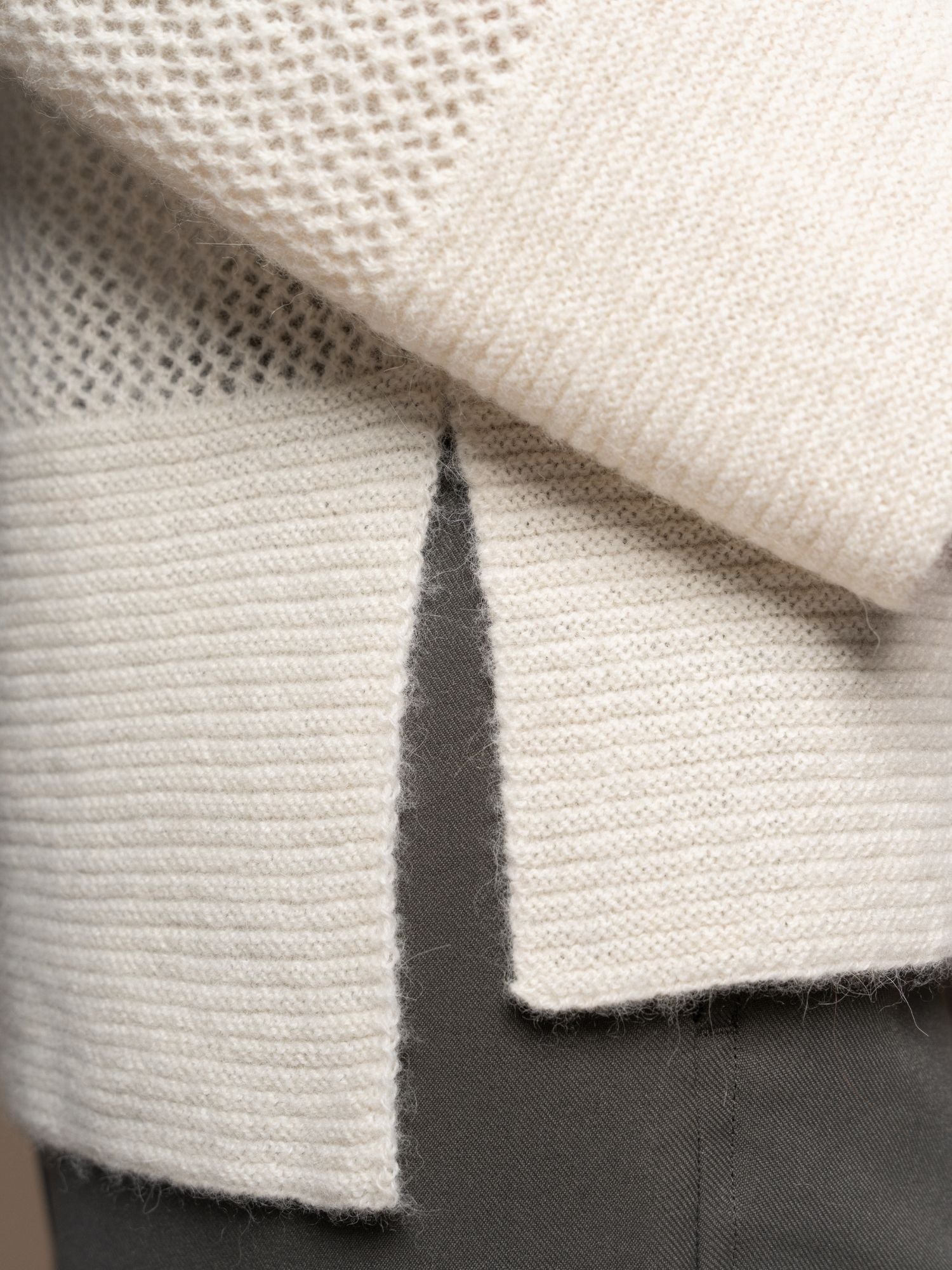 Alpaca Open Work Knit Sweater - Ivory