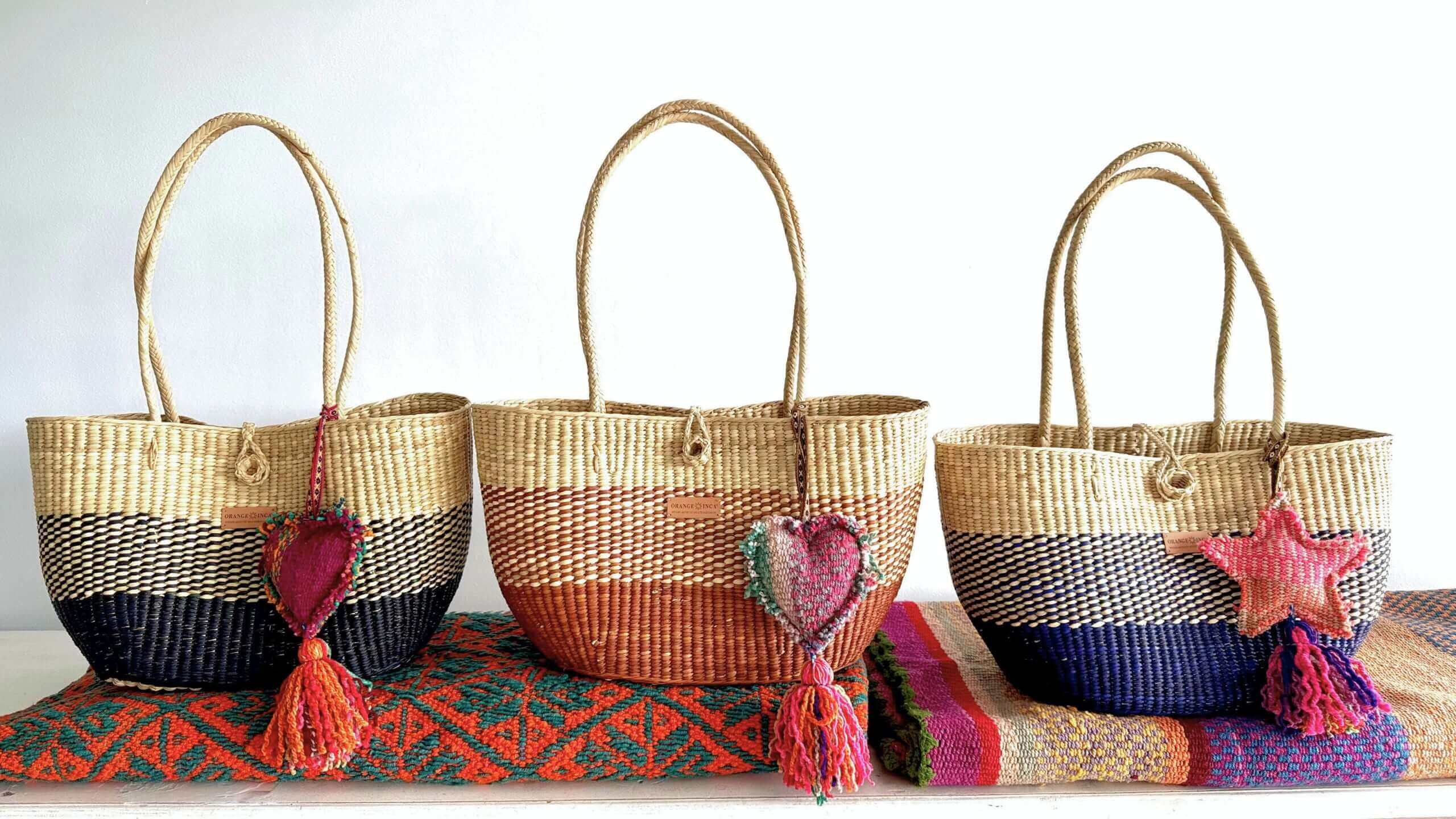 Senorita Tote - Handmade Straw Handbag with Tassel all in naturally dyed colours. Summer and Resort Companions