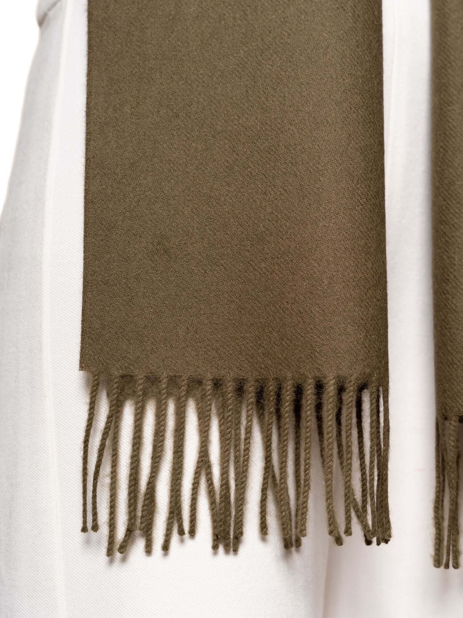 Premium baby alpaca wool scarf in olive green - luxury winter accessory for men and women