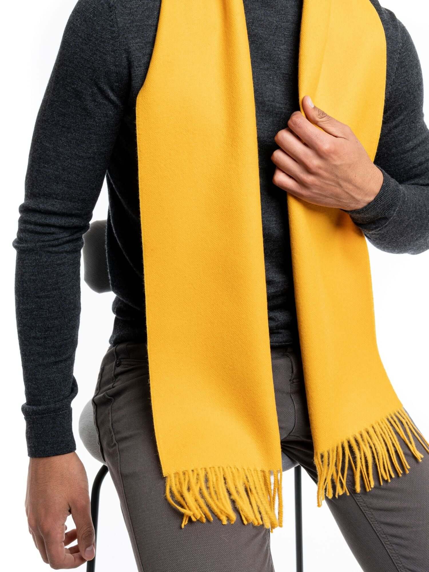 Soft baby alpaca wool scarf in yellow - softer than cashmere