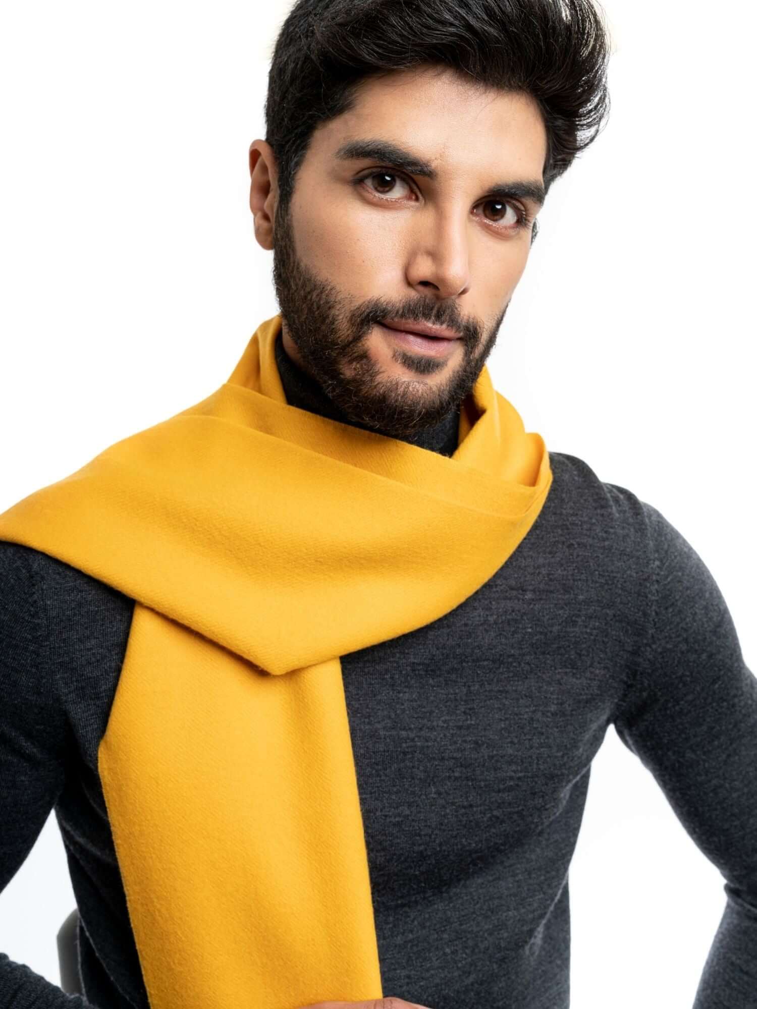 Premium baby alpaca scarf in yellow - best scarf in Australia, Europe and the USA