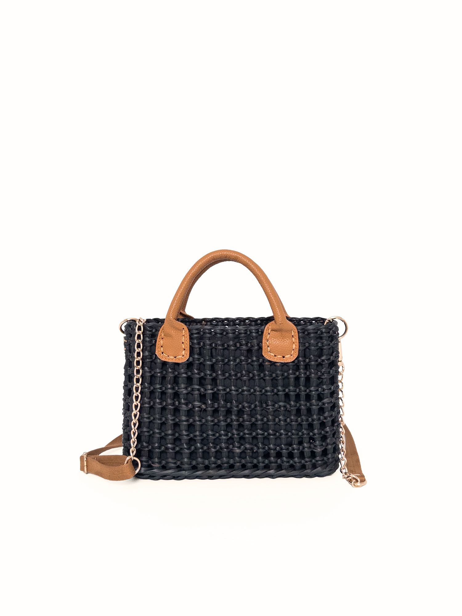 The Brigitte, Leather Handles - Black (Camel Handles)