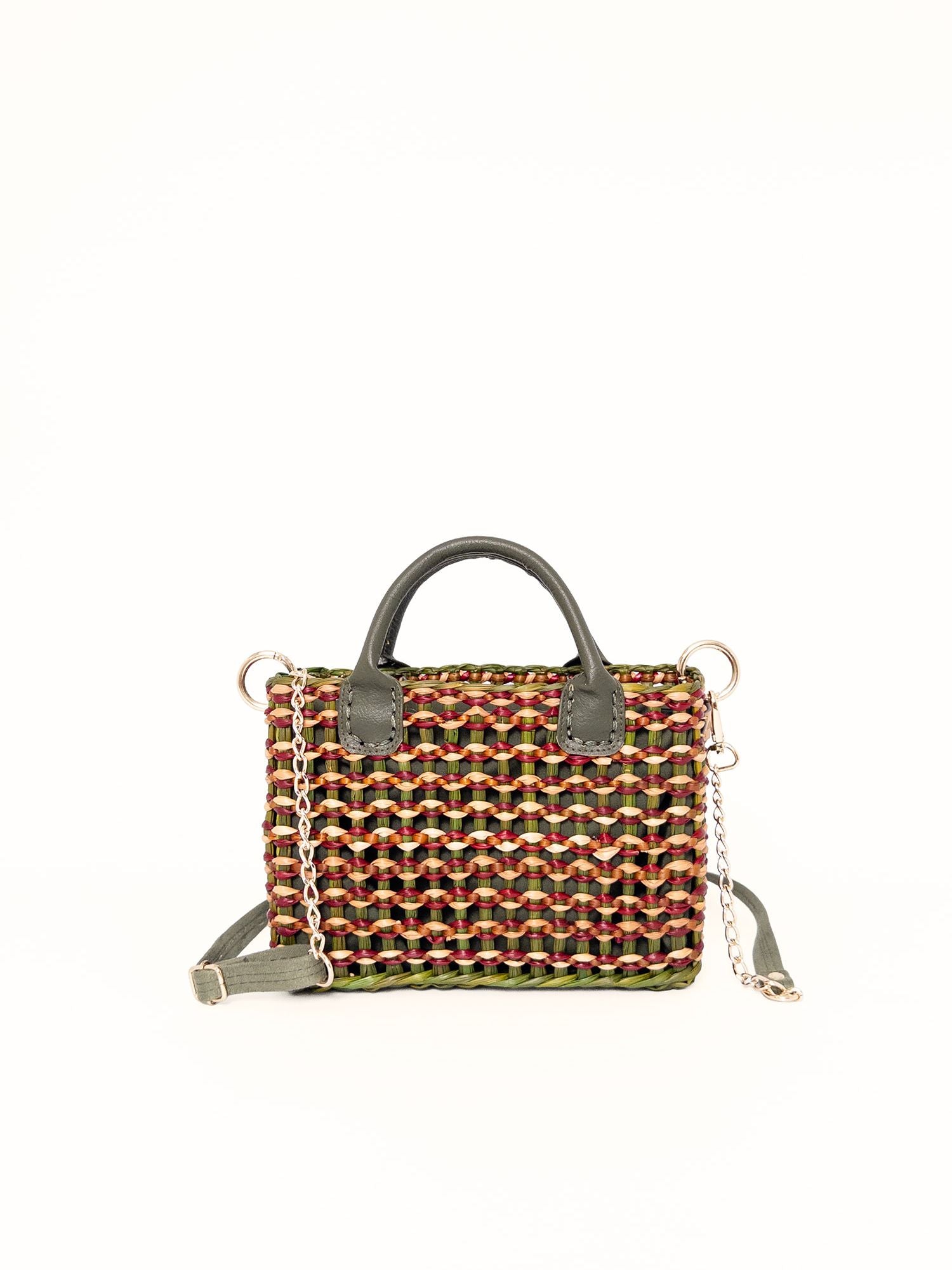 The Brigitte, Leather Handles - Military Green and Burgundy