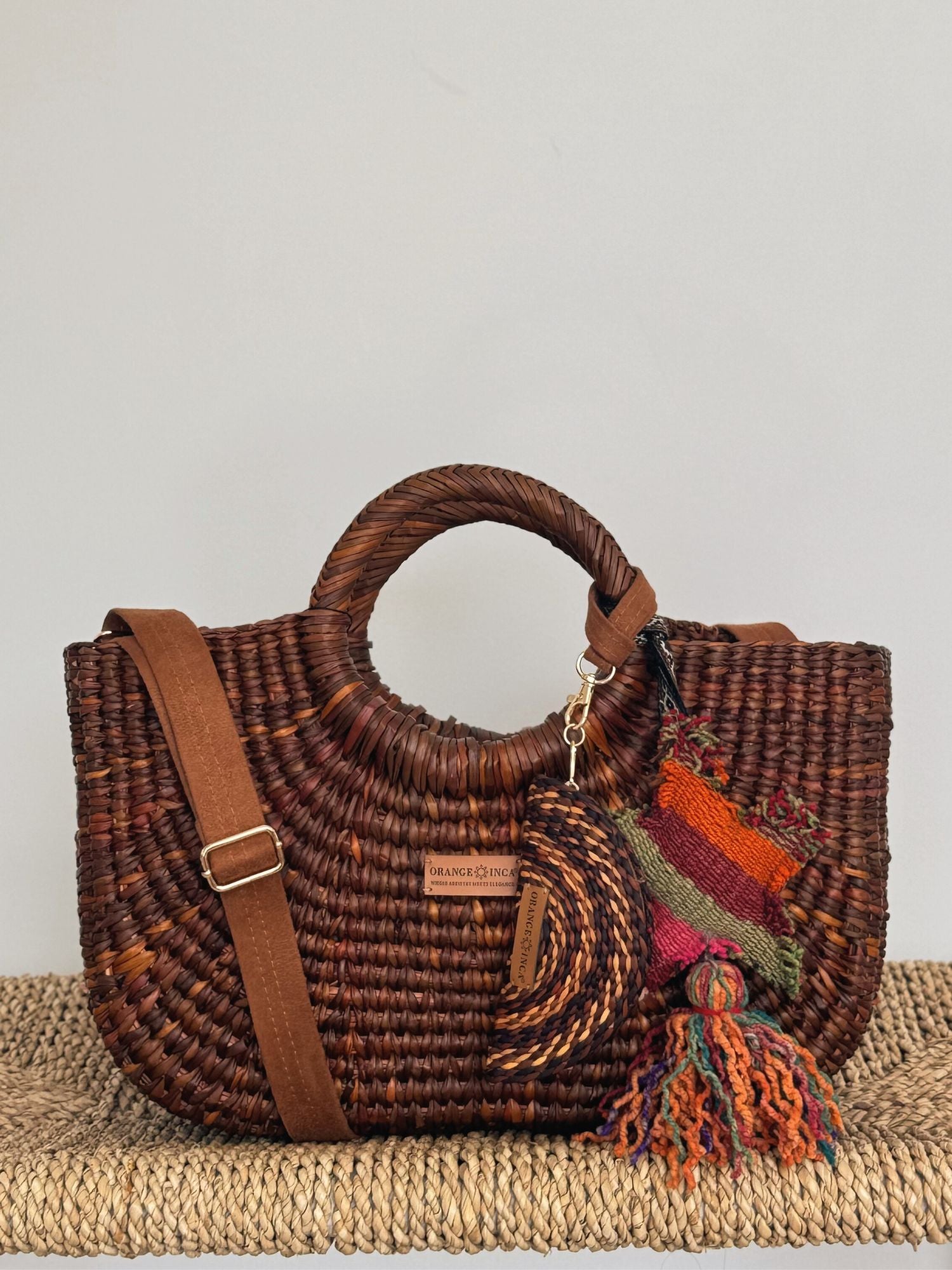 Gran Fiesta Crossbody Tote - Brown (Quilt Square Lining)