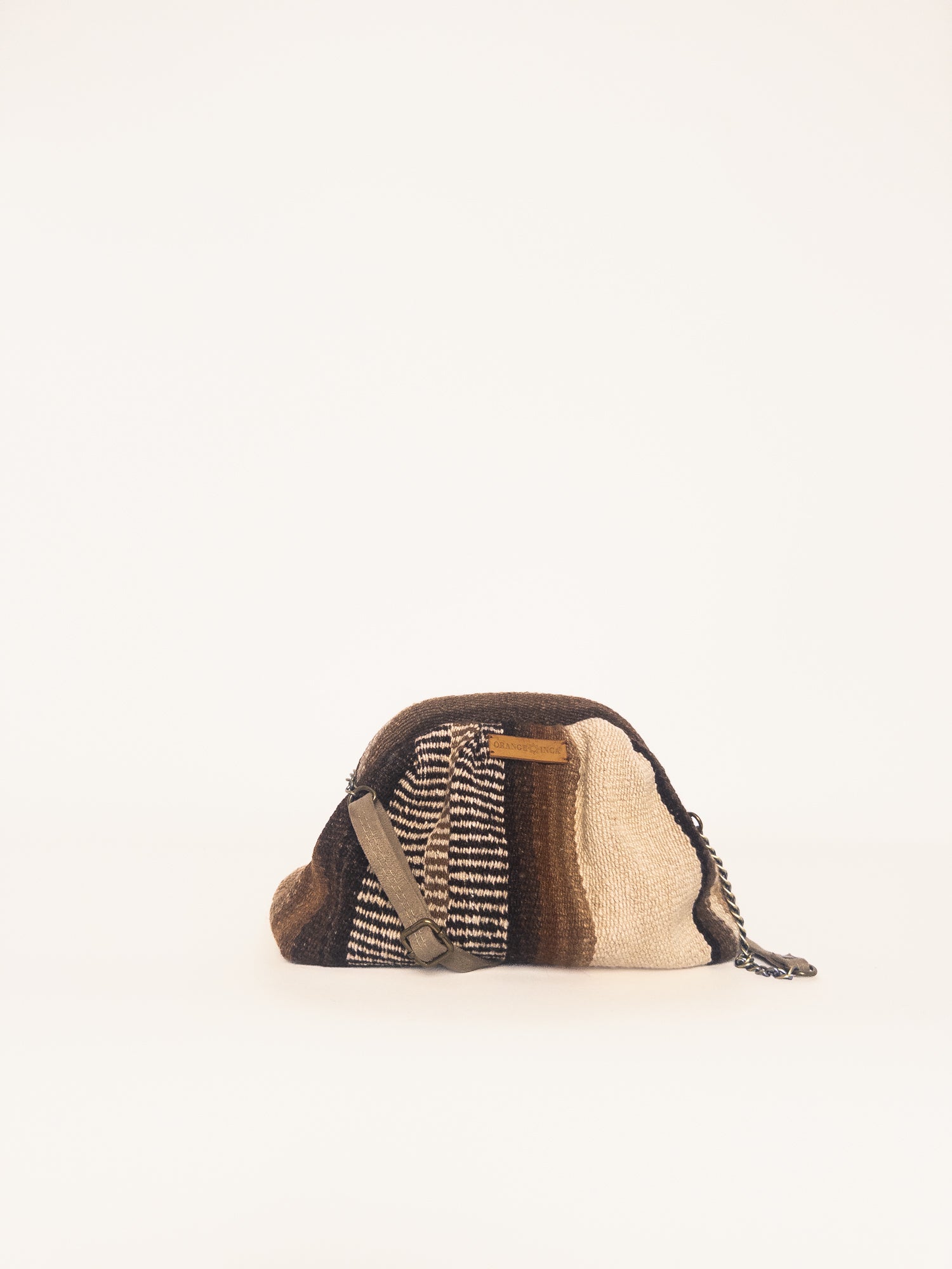 Luna Kiss Lock Frame Clutch - Browns and Ivory