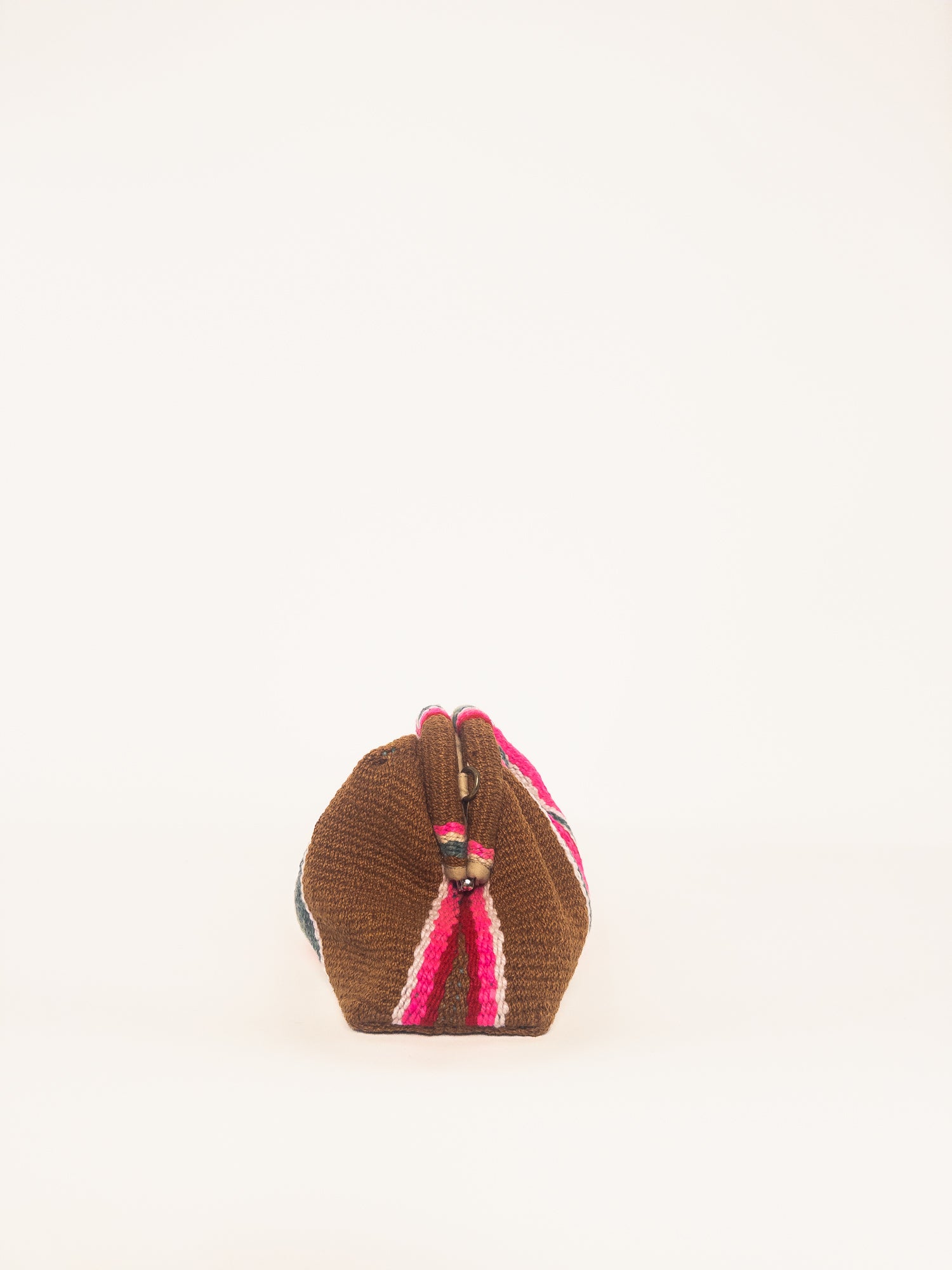 Luna Kiss Lock Frame Clutch - Browns, Fuchsia and Greens