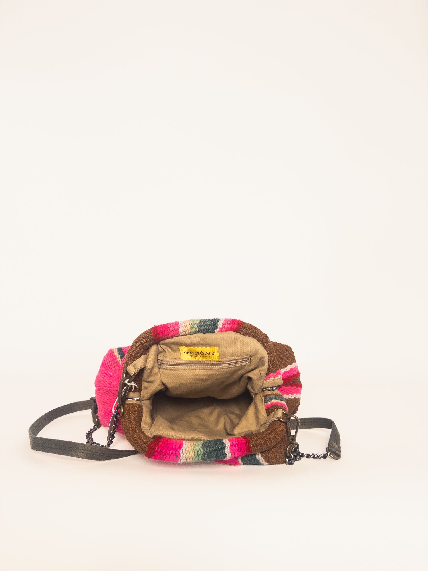 Luna Kiss Lock Frame Clutch - Browns, Fuchsia and Greens