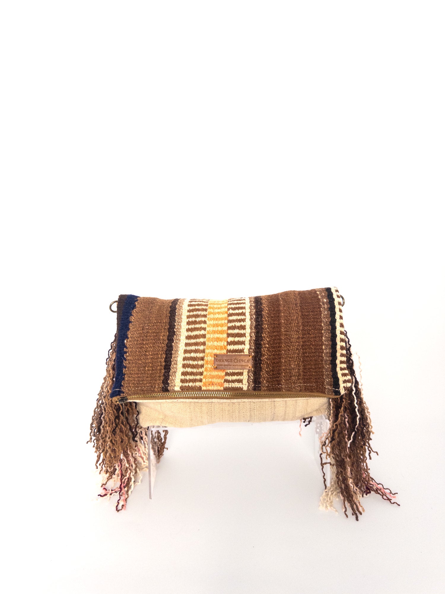 Manta Fringe Clutch - Browns and Washed Orange