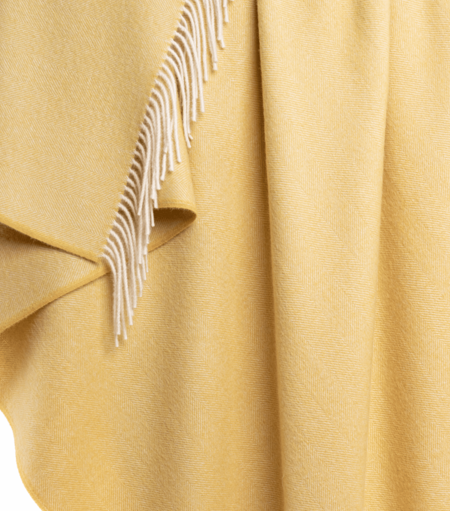 Premium herringbone alpaca wool throw blanket in yellow - luxury sustainable throw