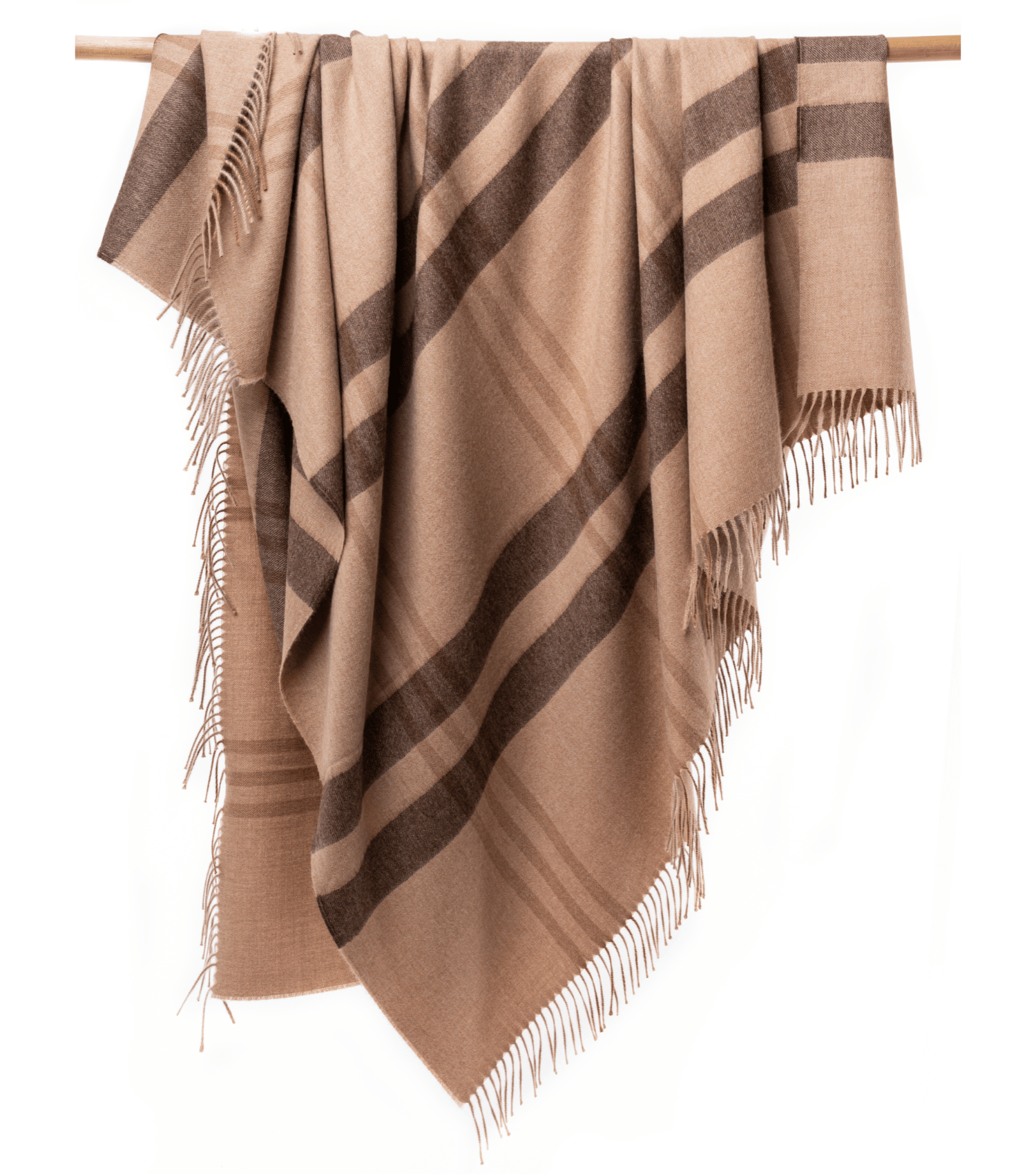 Peruvian made alpaca wool throw in large plaid camel, cinnamon and brown - softer than cashmere luxury blanket handcrafted in Peru with premium sustainable wool