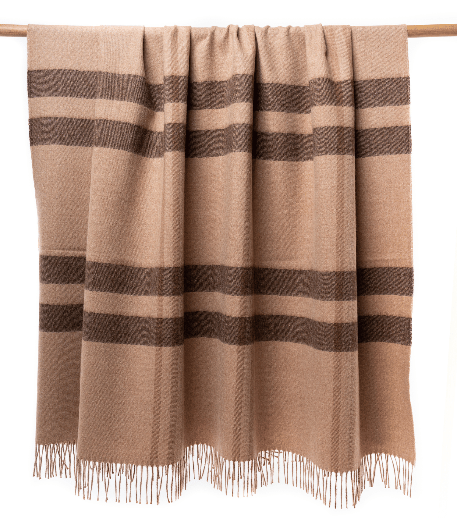 Undyed Plaid Throw, Baby Alpaca - Camel