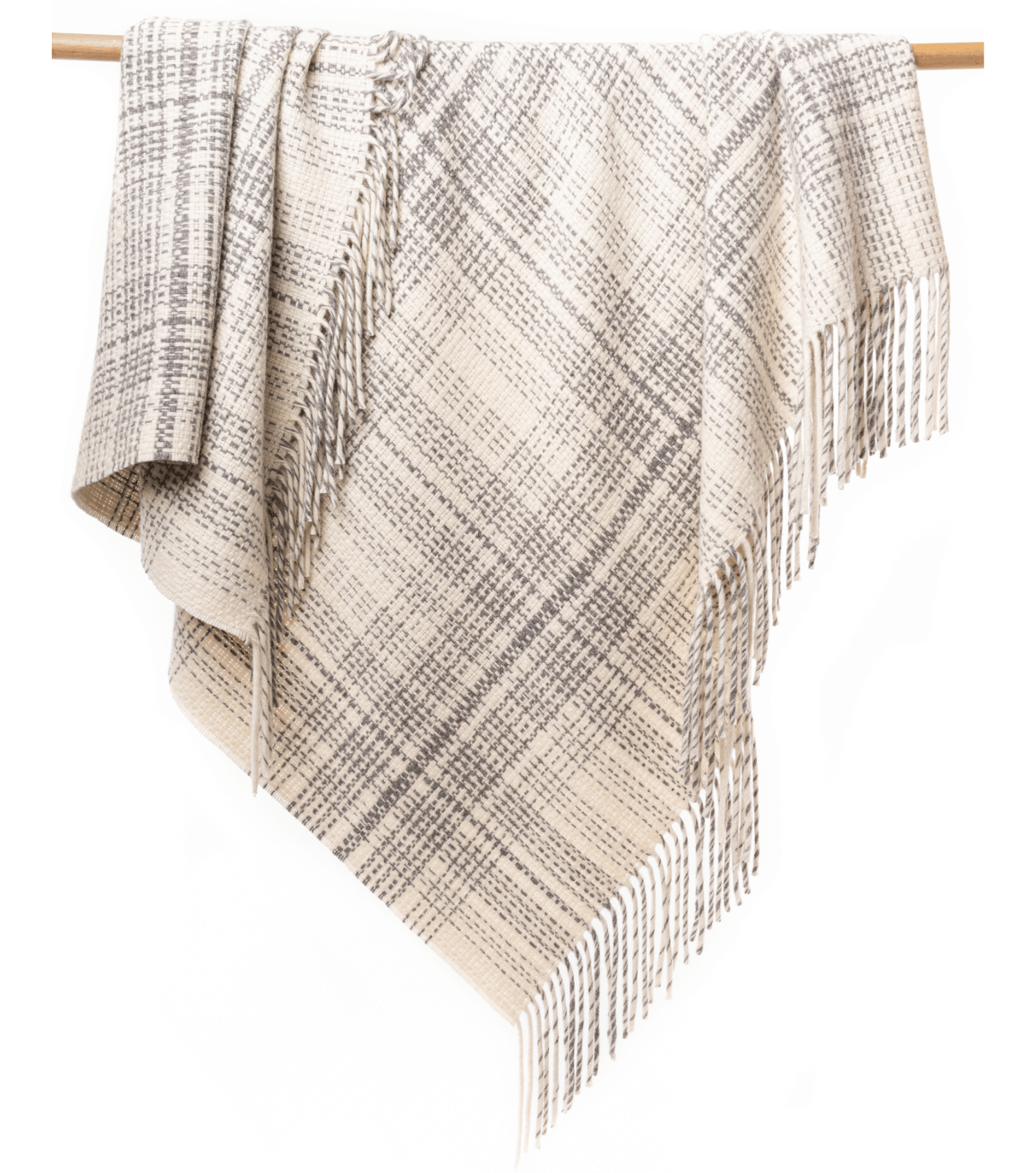 Chunky Peruvian made alpaca wool throw in white and gray - softer than cashmere luxury blanket handcrafted in Peru with premium sustainable wool