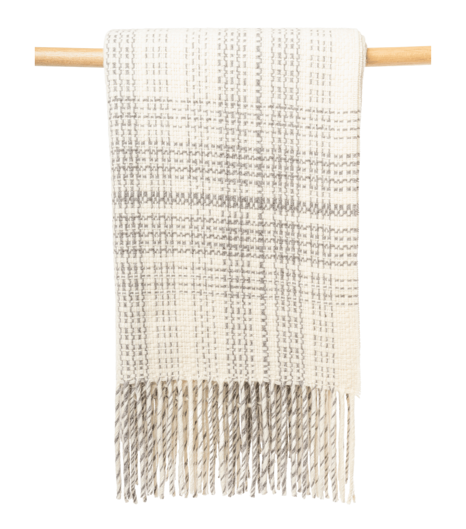 Rustic Plaid Throw, Baby Alpaca - Ivory
