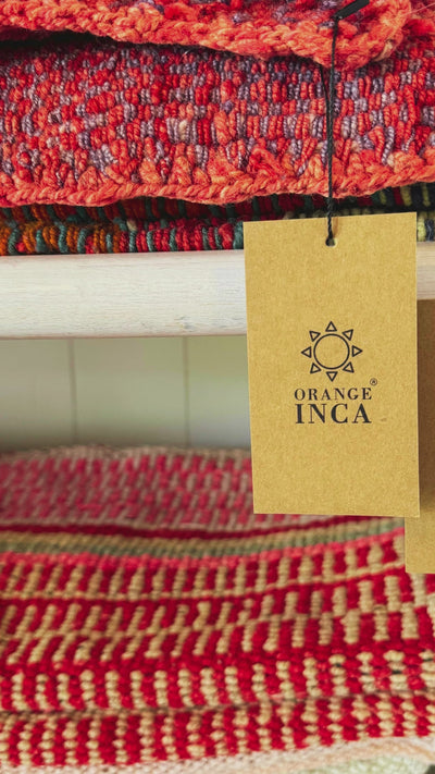 Brighten your Home with Orange Inca Peruvian Frazada Rugs and Blankets. Sustainably Made, luxury reimagined